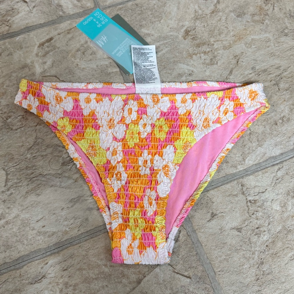 H&M Pink and Yellow Floral Bikini Bottoms